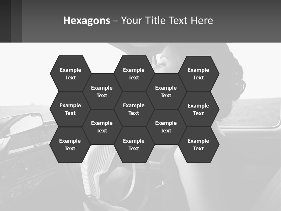 A Woman Driving A Car With A Steering Wheel PowerPoint Template