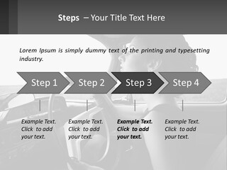 A Woman Driving A Car With A Steering Wheel PowerPoint Template