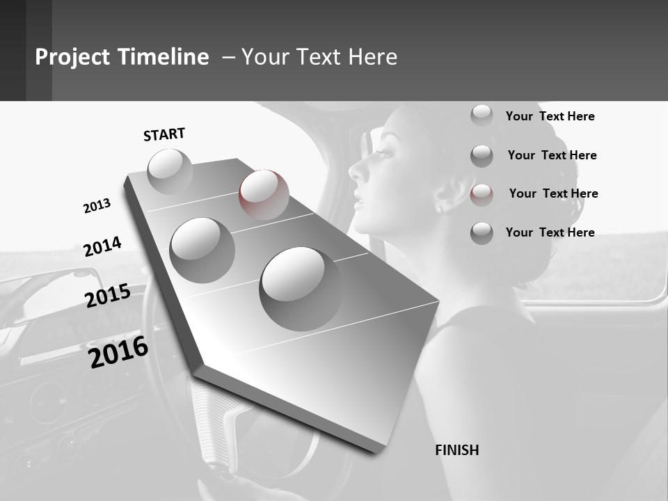 A Woman Driving A Car With A Steering Wheel PowerPoint Template