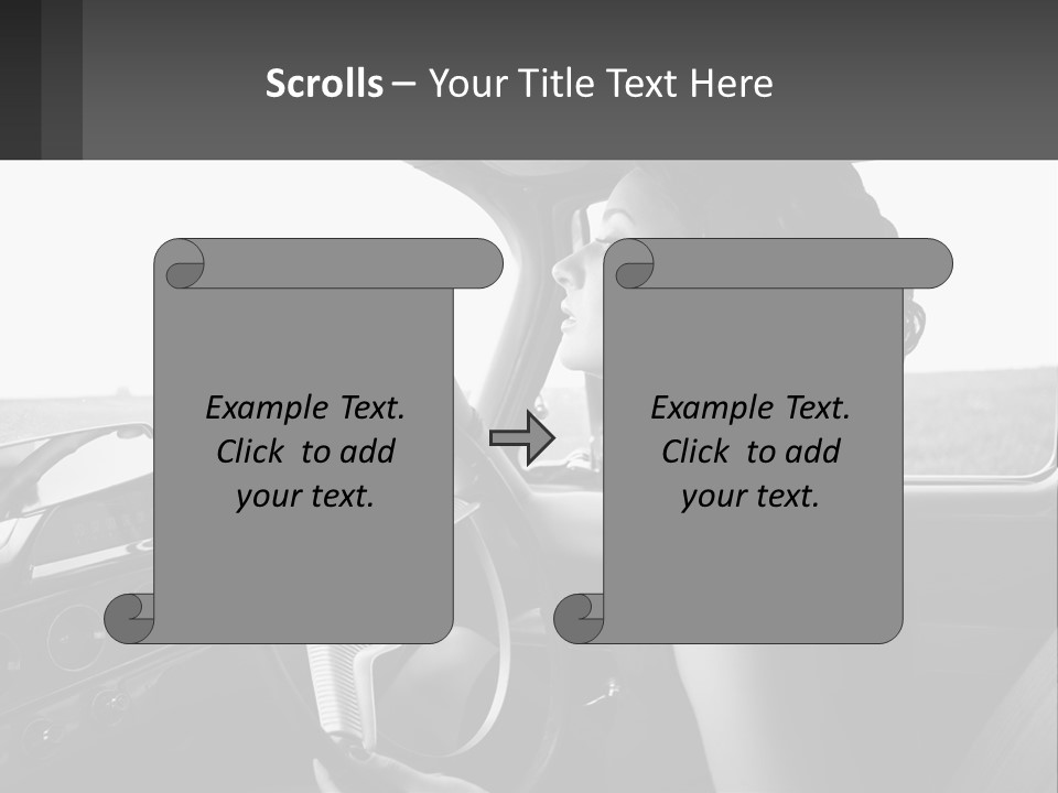 A Woman Driving A Car With A Steering Wheel PowerPoint Template
