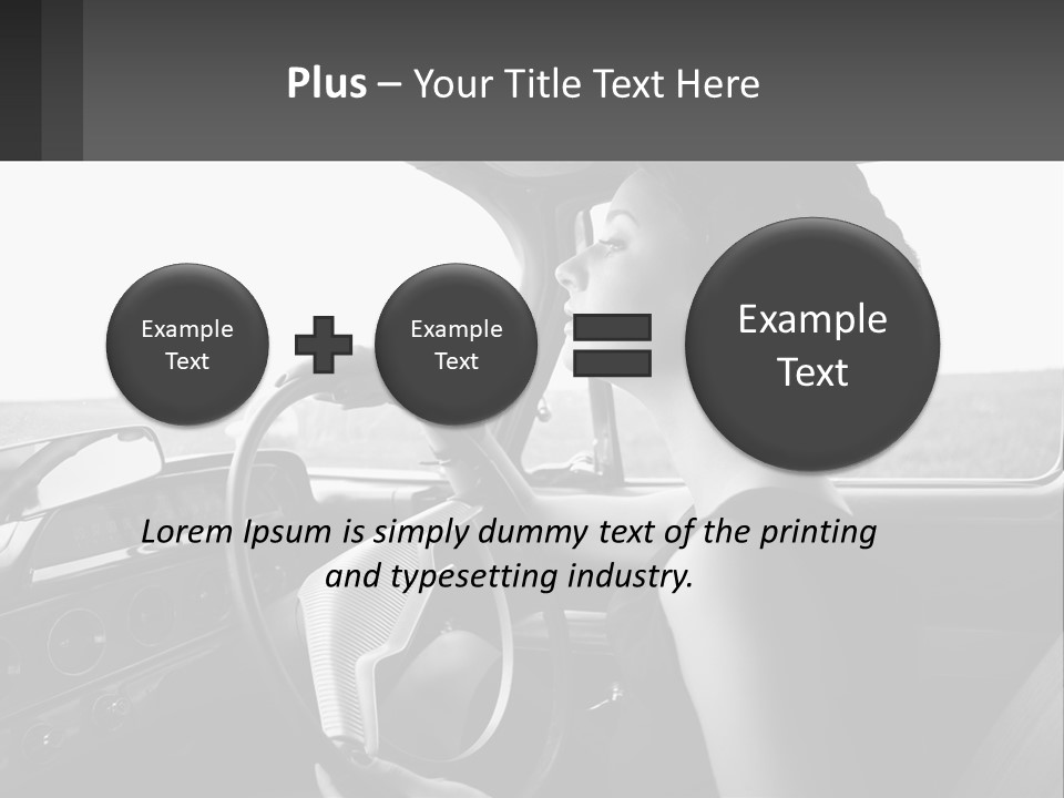 A Woman Driving A Car With A Steering Wheel PowerPoint Template