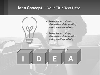 A Woman Driving A Car With A Steering Wheel PowerPoint Template