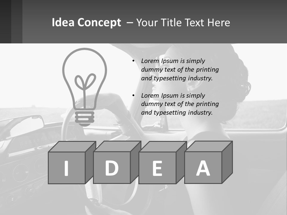 A Woman Driving A Car With A Steering Wheel PowerPoint Template