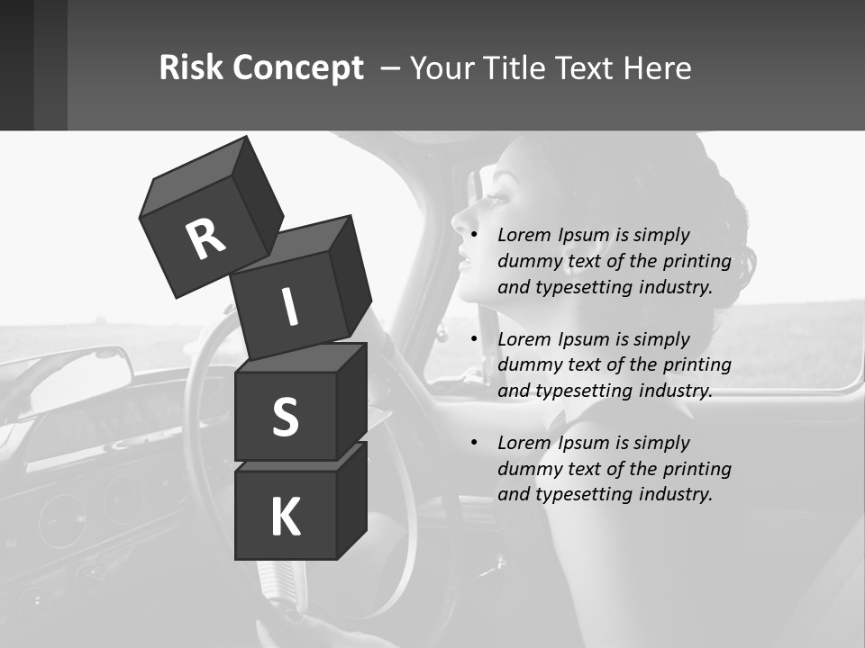 A Woman Driving A Car With A Steering Wheel PowerPoint Template