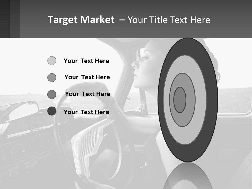 A Woman Driving A Car With A Steering Wheel PowerPoint Template