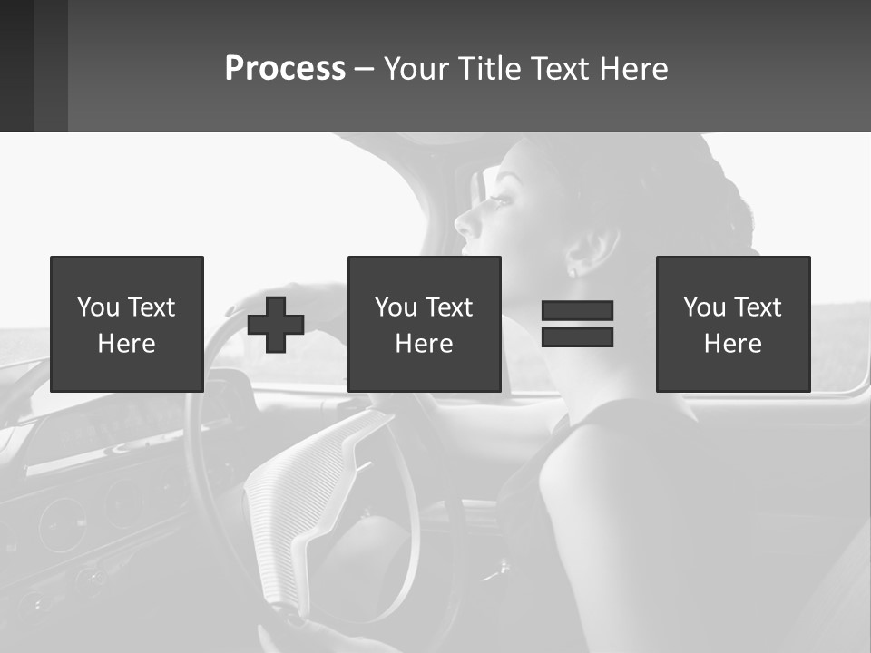 A Woman Driving A Car With A Steering Wheel PowerPoint Template