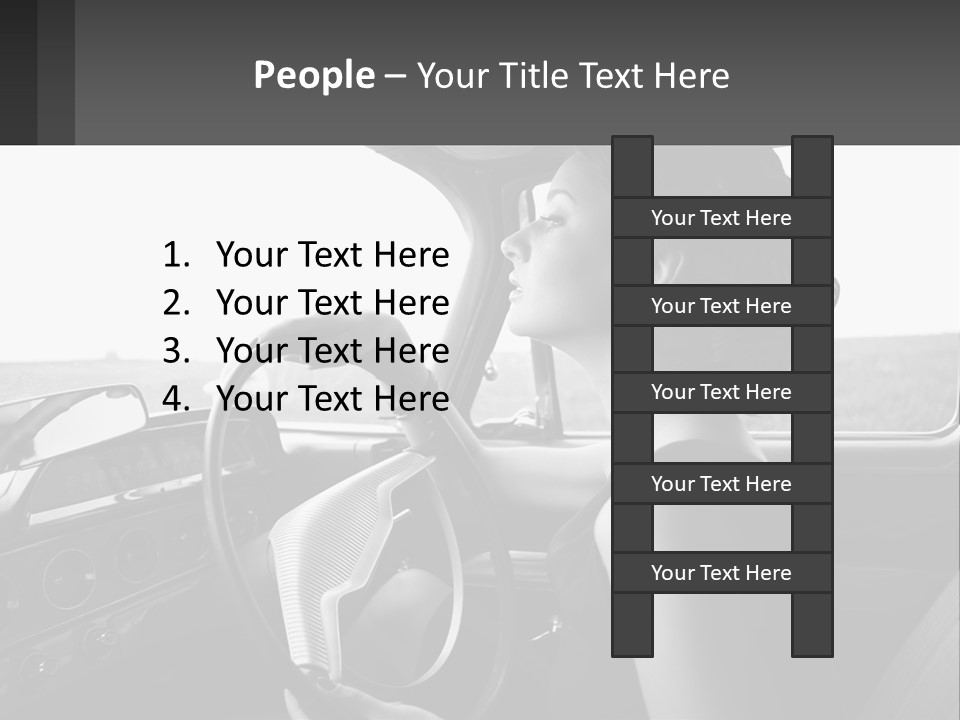 A Woman Driving A Car With A Steering Wheel PowerPoint Template