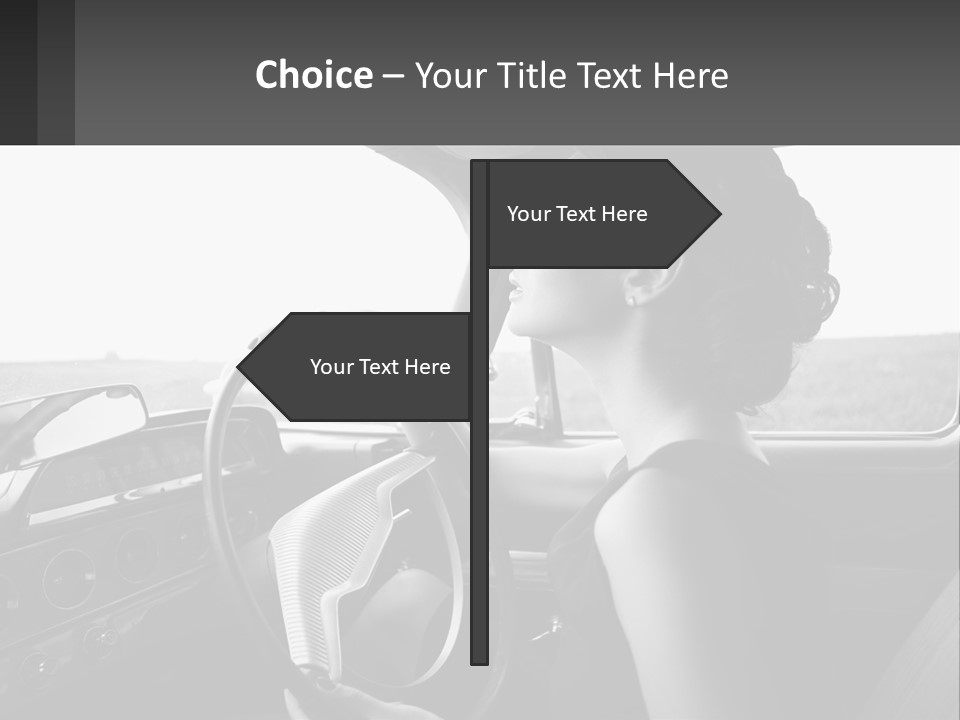 A Woman Driving A Car With A Steering Wheel PowerPoint Template