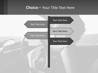 A Woman Driving A Car With A Steering Wheel PowerPoint Template