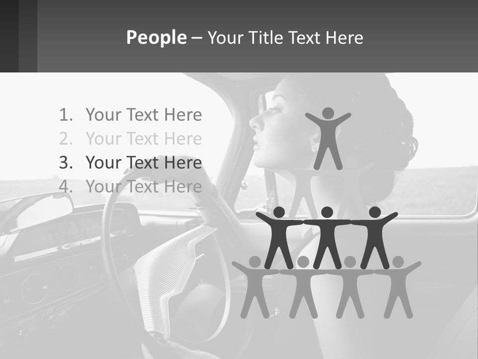 A Woman Driving A Car With A Steering Wheel PowerPoint Template