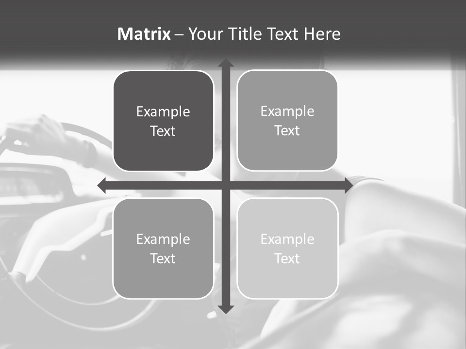 A Woman Sitting In A Car With Her Hand On The Steering Wheel PowerPoint Template