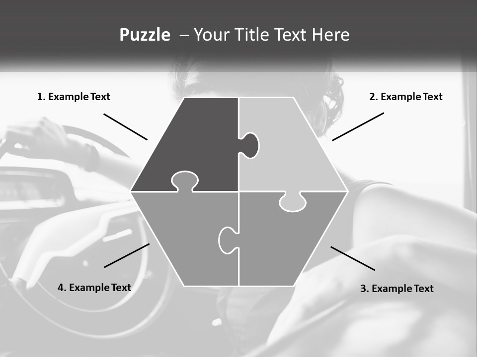 A Woman Sitting In A Car With Her Hand On The Steering Wheel PowerPoint Template