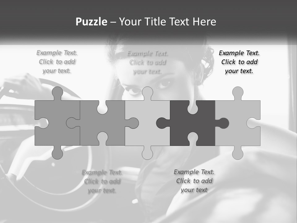 A Woman Sitting In A Car With Her Hand On The Steering Wheel PowerPoint Template