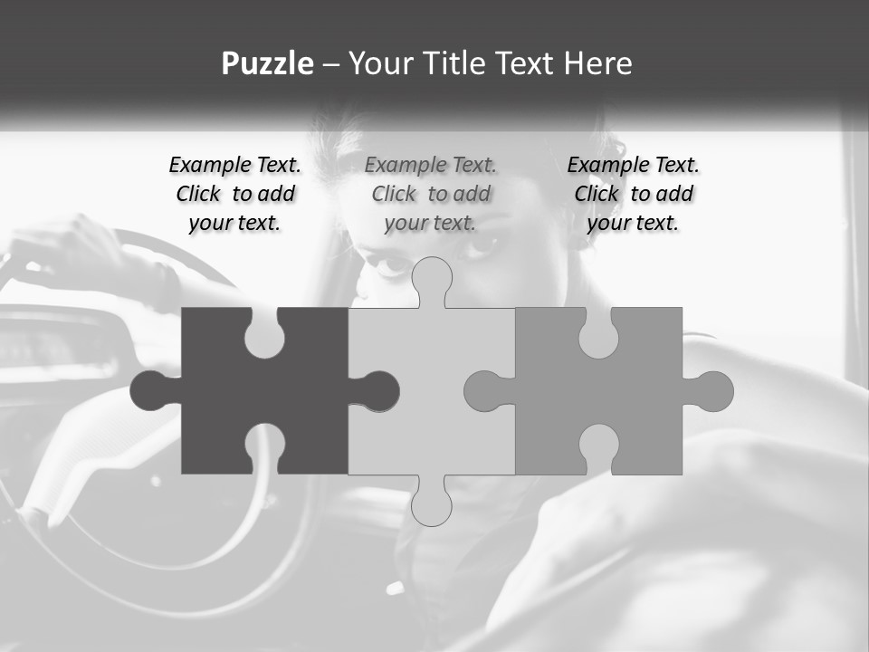 A Woman Sitting In A Car With Her Hand On The Steering Wheel PowerPoint Template