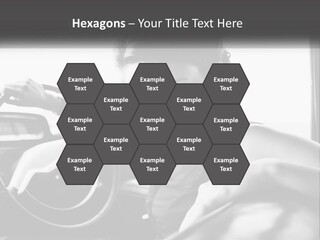 A Woman Sitting In A Car With Her Hand On The Steering Wheel PowerPoint Template