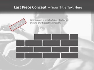 A Woman Sitting In A Car With Her Hand On The Steering Wheel PowerPoint Template