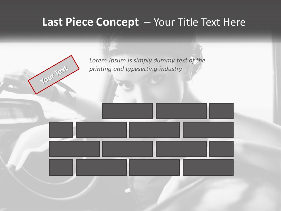 A Woman Sitting In A Car With Her Hand On The Steering Wheel PowerPoint Template