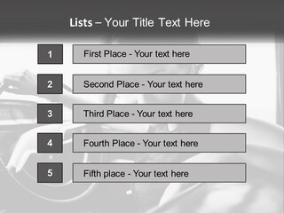 A Woman Sitting In A Car With Her Hand On The Steering Wheel PowerPoint Template