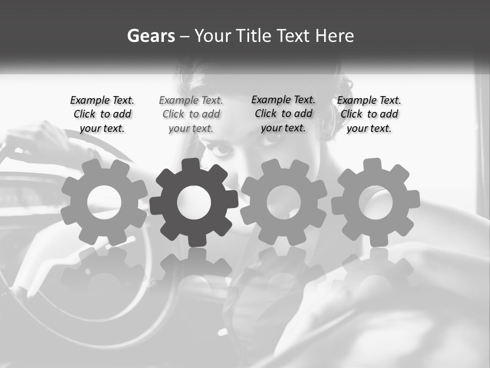 A Woman Sitting In A Car With Her Hand On The Steering Wheel PowerPoint Template