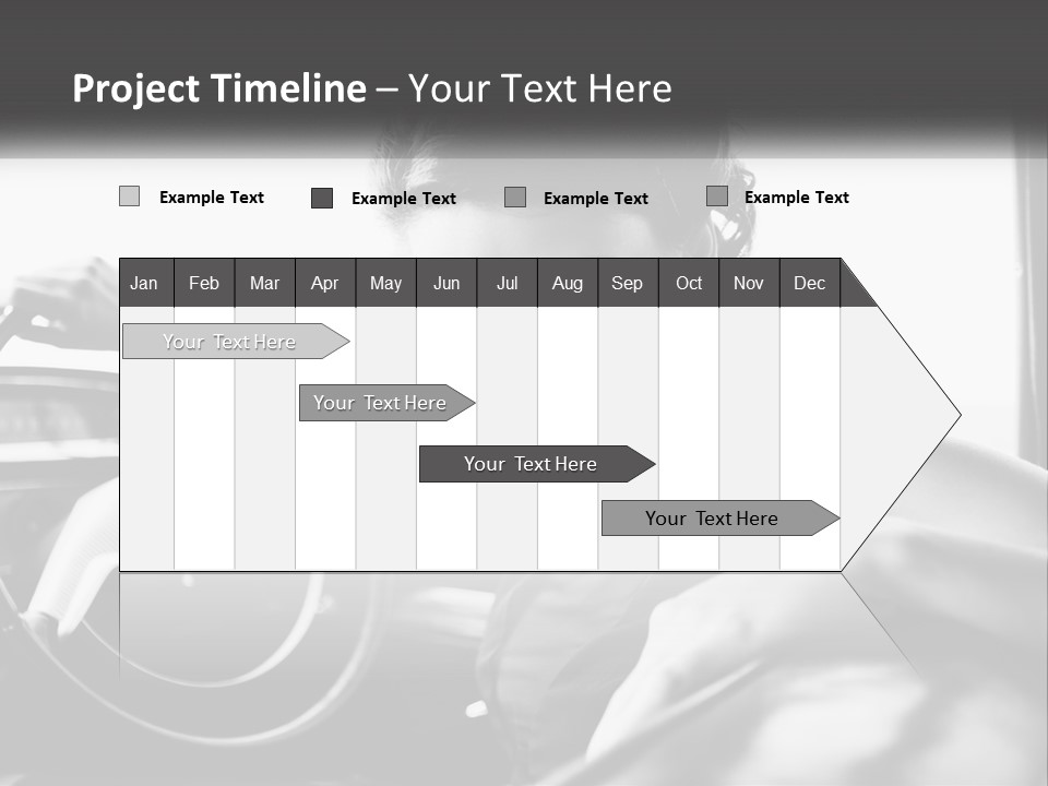 A Woman Sitting In A Car With Her Hand On The Steering Wheel PowerPoint Template