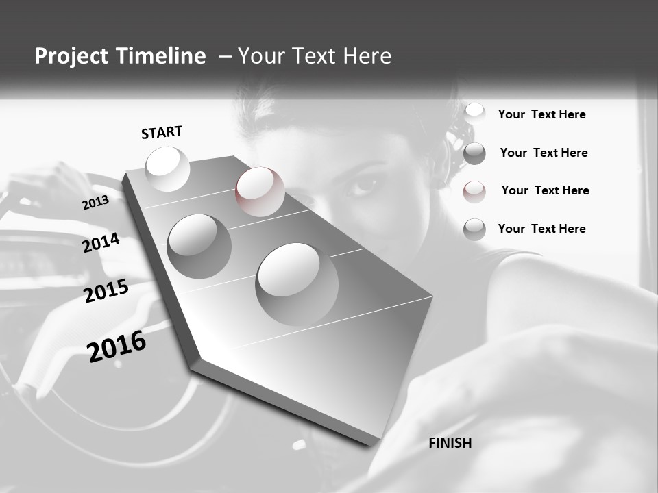 A Woman Sitting In A Car With Her Hand On The Steering Wheel PowerPoint Template