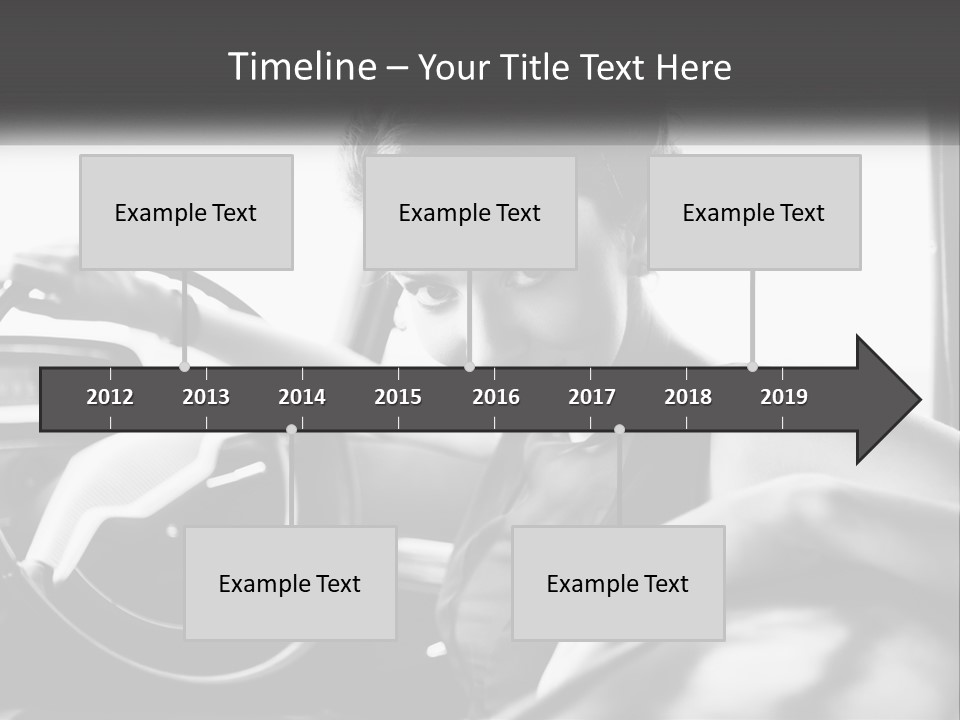 A Woman Sitting In A Car With Her Hand On The Steering Wheel PowerPoint Template