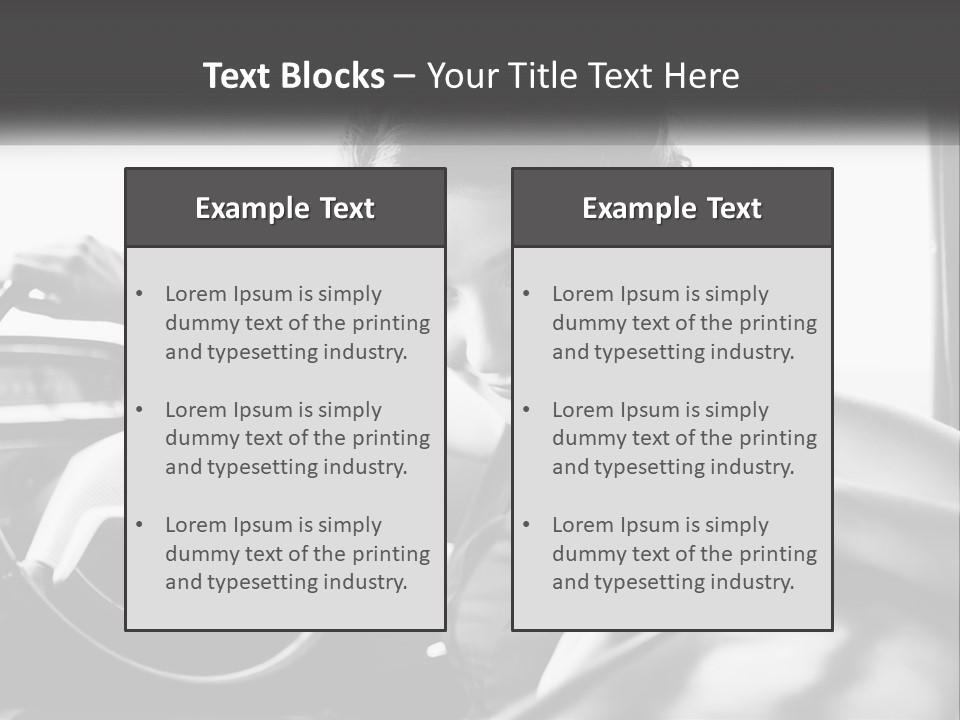 A Woman Sitting In A Car With Her Hand On The Steering Wheel PowerPoint Template