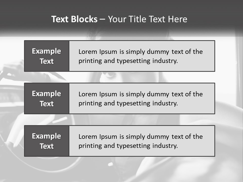 A Woman Sitting In A Car With Her Hand On The Steering Wheel PowerPoint Template