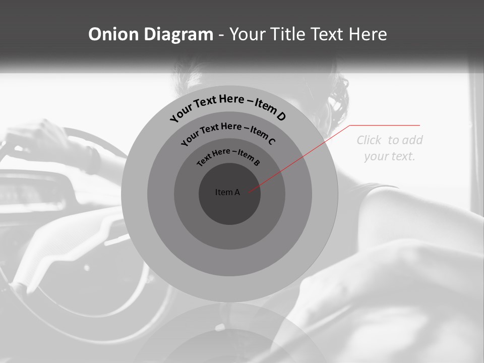 A Woman Sitting In A Car With Her Hand On The Steering Wheel PowerPoint Template