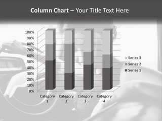 A Woman Sitting In A Car With Her Hand On The Steering Wheel PowerPoint Template