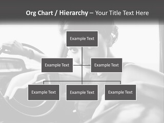 A Woman Sitting In A Car With Her Hand On The Steering Wheel PowerPoint Template