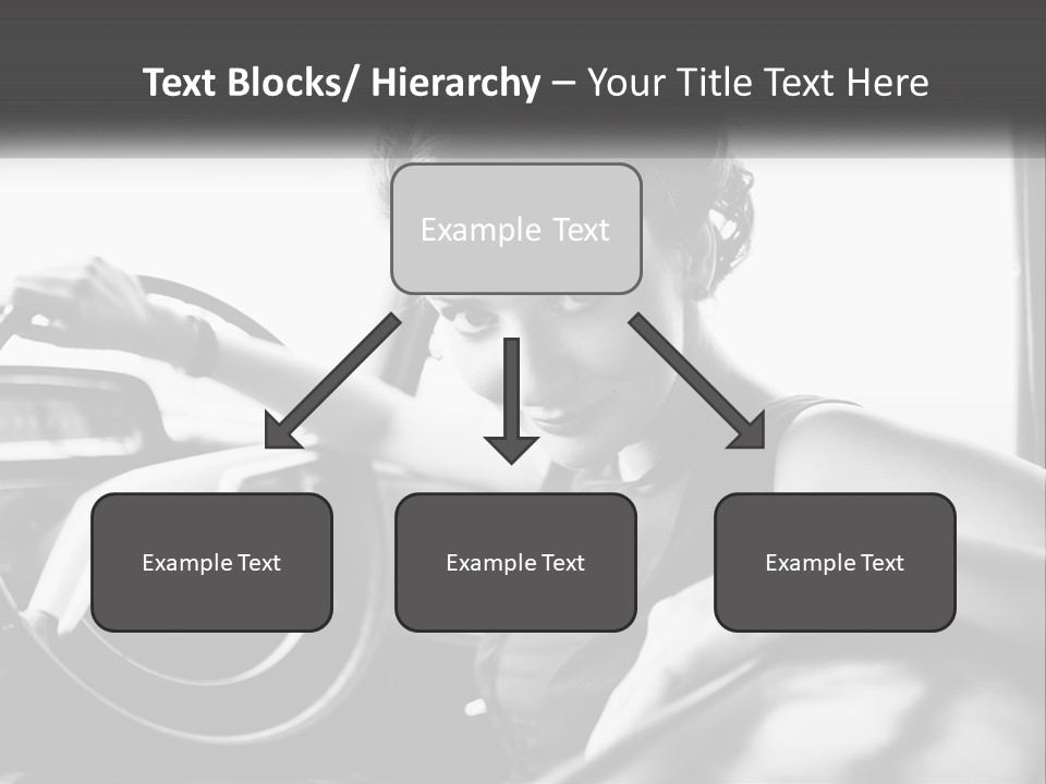 A Woman Sitting In A Car With Her Hand On The Steering Wheel PowerPoint Template