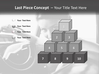 A Woman Sitting In A Car With Her Hand On The Steering Wheel PowerPoint Template