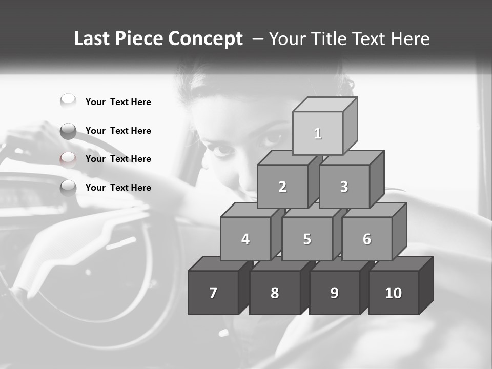 A Woman Sitting In A Car With Her Hand On The Steering Wheel PowerPoint Template