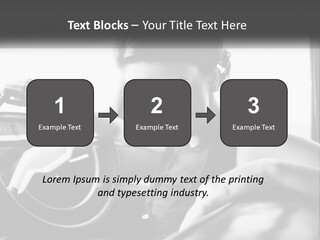 A Woman Sitting In A Car With Her Hand On The Steering Wheel PowerPoint Template