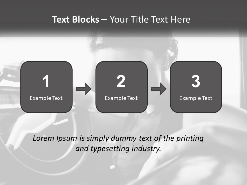 A Woman Sitting In A Car With Her Hand On The Steering Wheel PowerPoint Template