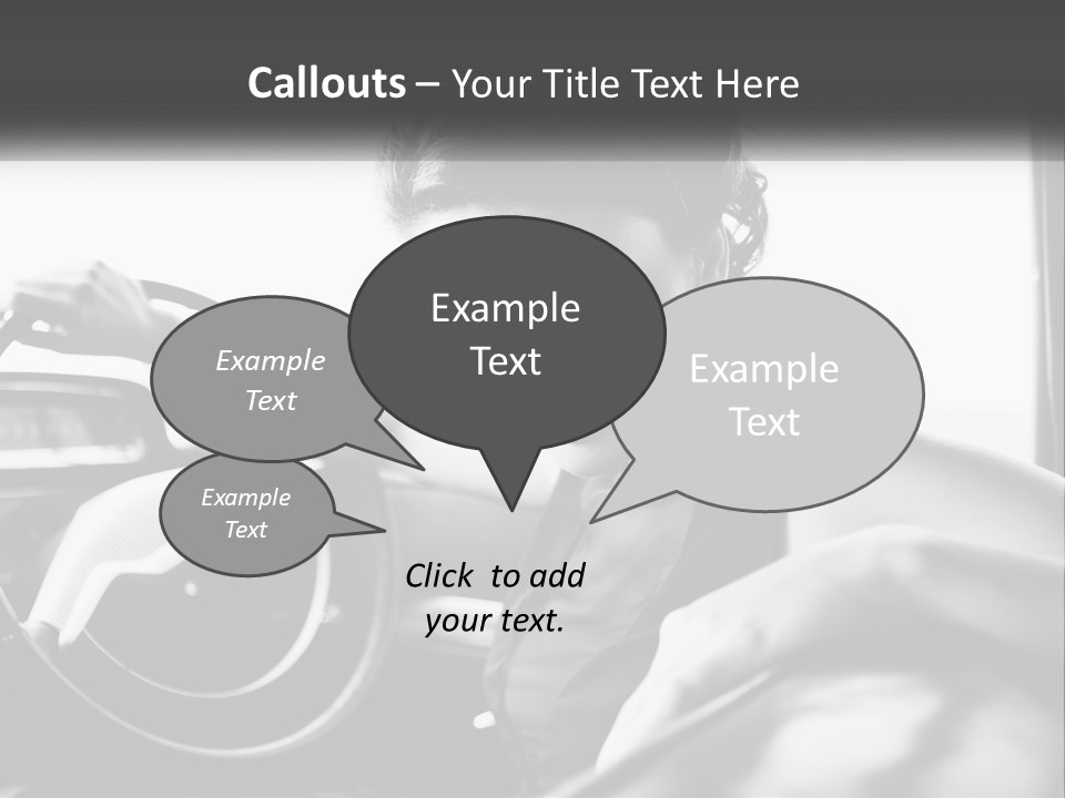 A Woman Sitting In A Car With Her Hand On The Steering Wheel PowerPoint Template