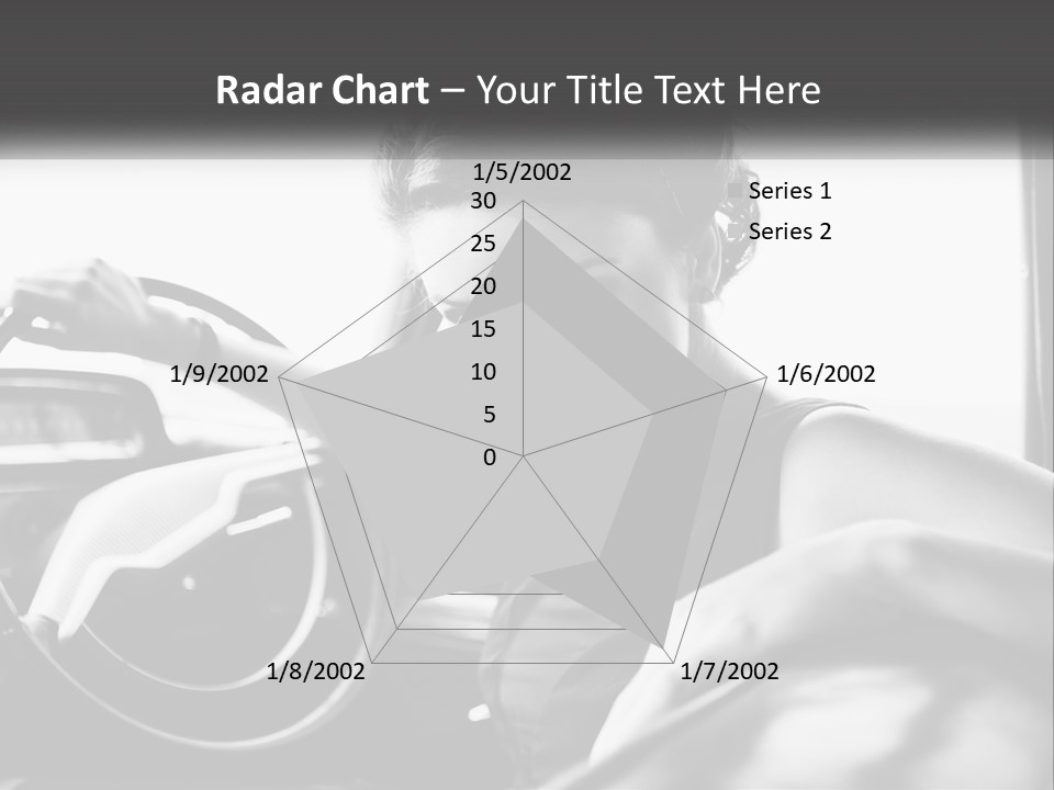 A Woman Sitting In A Car With Her Hand On The Steering Wheel PowerPoint Template