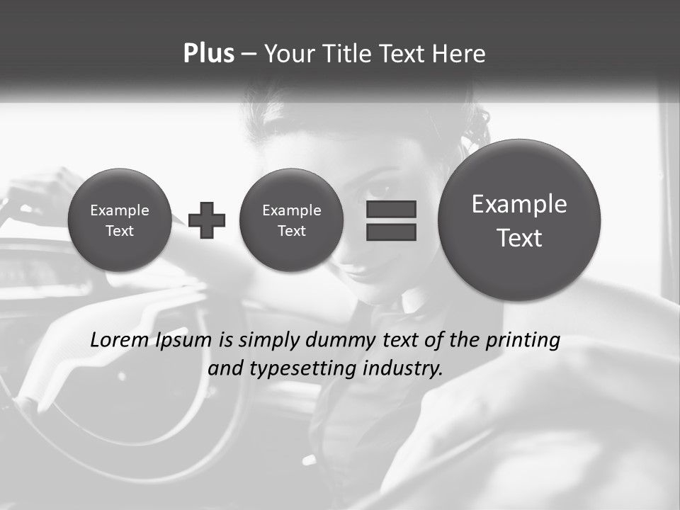 A Woman Sitting In A Car With Her Hand On The Steering Wheel PowerPoint Template