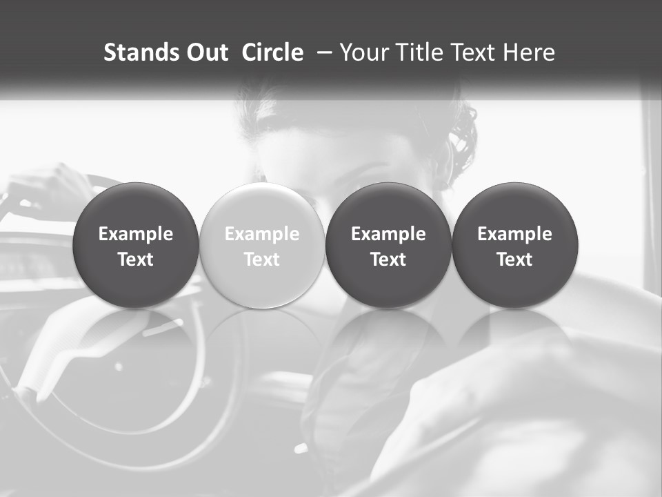 A Woman Sitting In A Car With Her Hand On The Steering Wheel PowerPoint Template