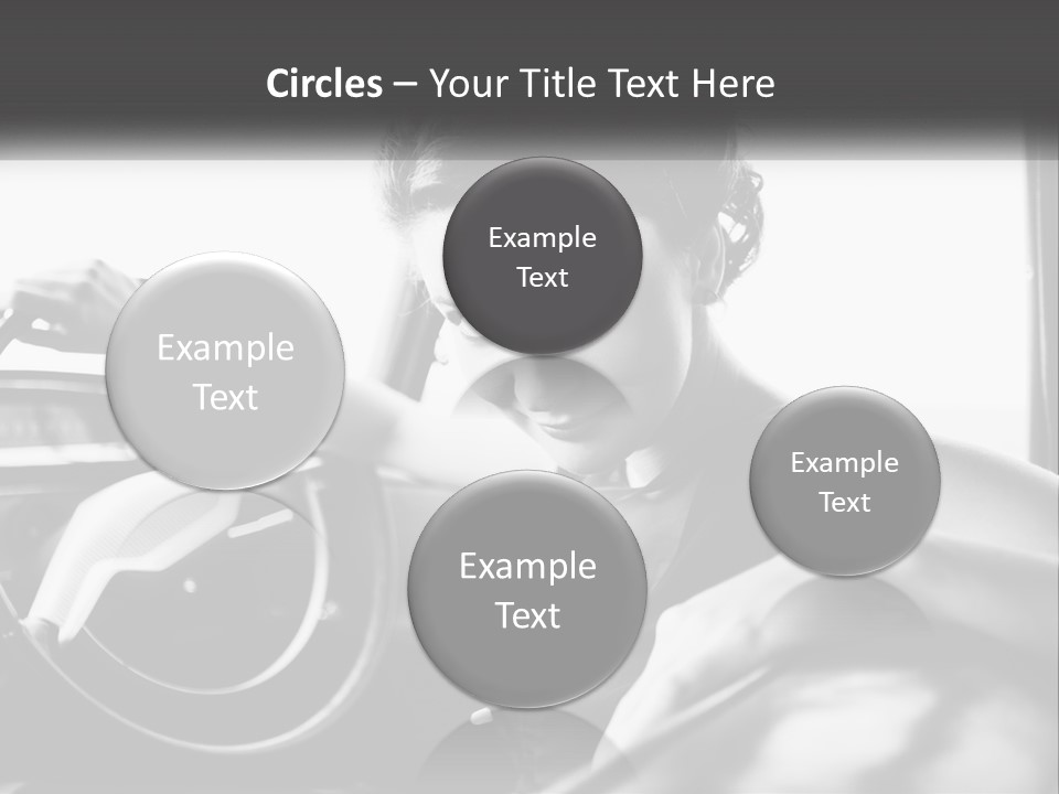 A Woman Sitting In A Car With Her Hand On The Steering Wheel PowerPoint Template