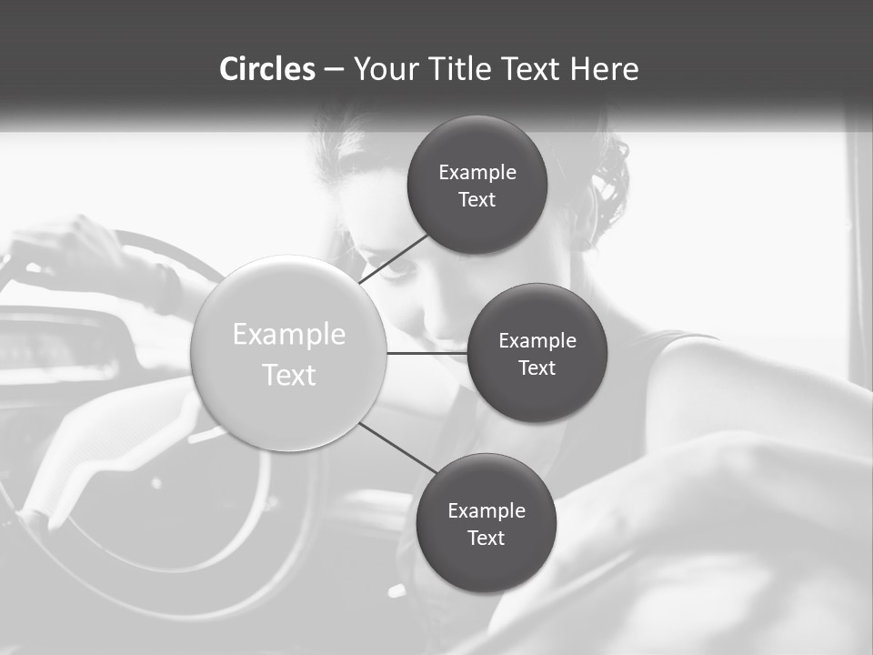 A Woman Sitting In A Car With Her Hand On The Steering Wheel PowerPoint Template