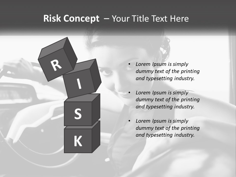 A Woman Sitting In A Car With Her Hand On The Steering Wheel PowerPoint Template