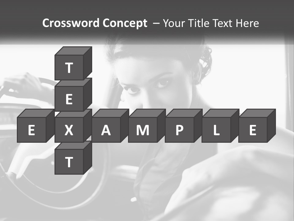 A Woman Sitting In A Car With Her Hand On The Steering Wheel PowerPoint Template