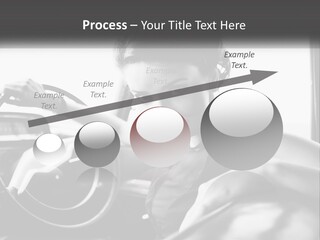 A Woman Sitting In A Car With Her Hand On The Steering Wheel PowerPoint Template