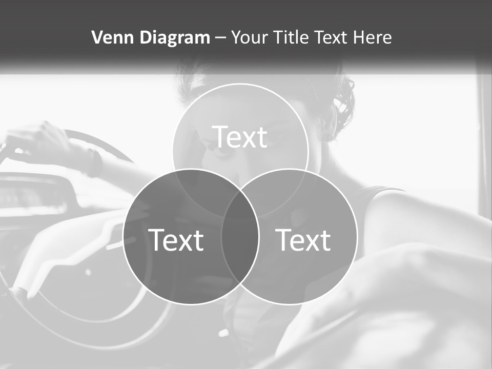 A Woman Sitting In A Car With Her Hand On The Steering Wheel PowerPoint Template