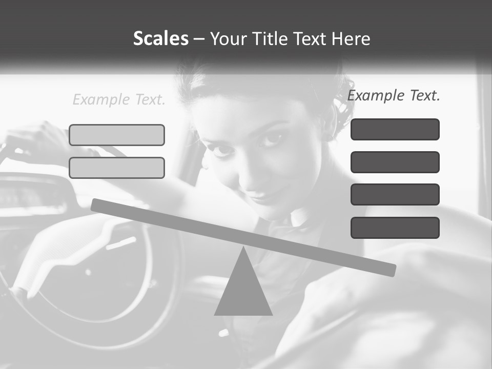 A Woman Sitting In A Car With Her Hand On The Steering Wheel PowerPoint Template