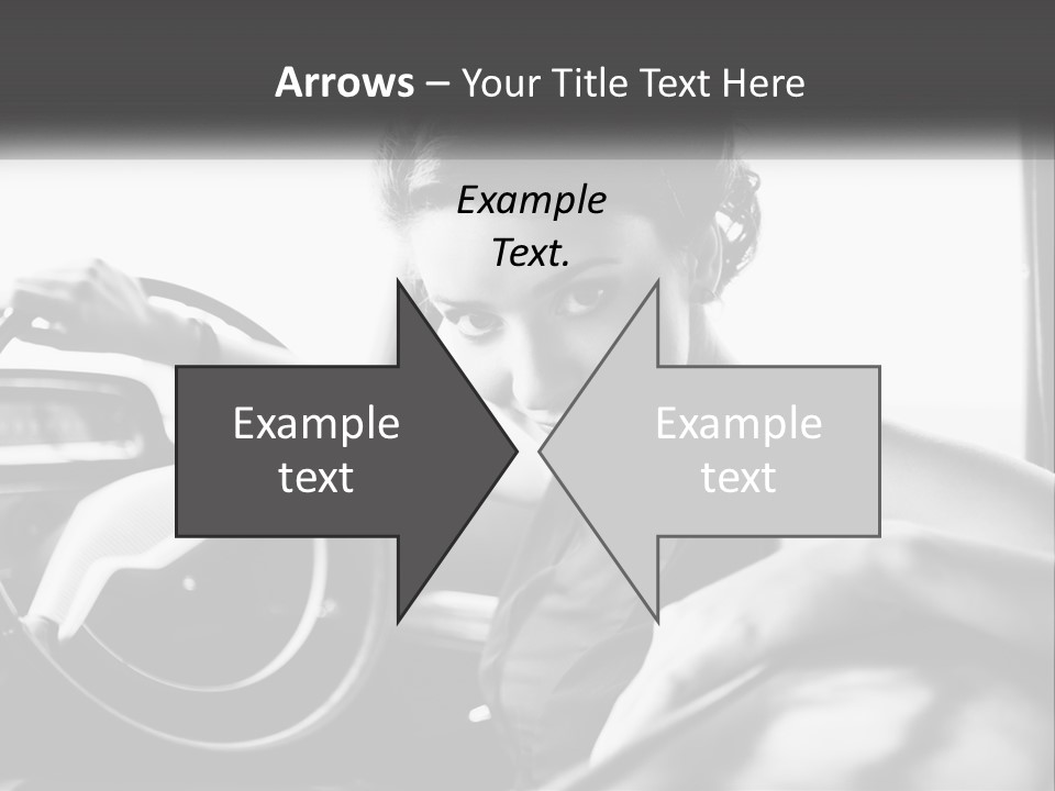 A Woman Sitting In A Car With Her Hand On The Steering Wheel PowerPoint Template