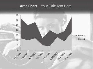 A Woman Sitting In A Car With Her Hand On The Steering Wheel PowerPoint Template