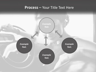 A Woman Sitting In A Car With Her Hand On The Steering Wheel PowerPoint Template